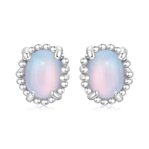 (image pour) Boucles d'oreilles à clous en verre irisé plaquées platine en argent 925 Pandora Style - SCE1911