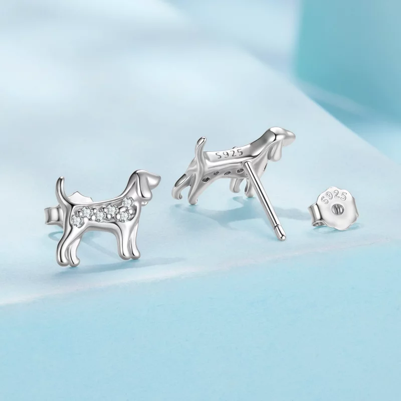 (image pour) Boucles d'oreilles Pandora Style en argent sterling Golden Retriever avec zircon - Afficher 2