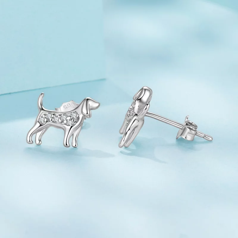 (image pour) Boucles d'oreilles Pandora Style en argent sterling Golden Retriever avec zircon - Afficher 4