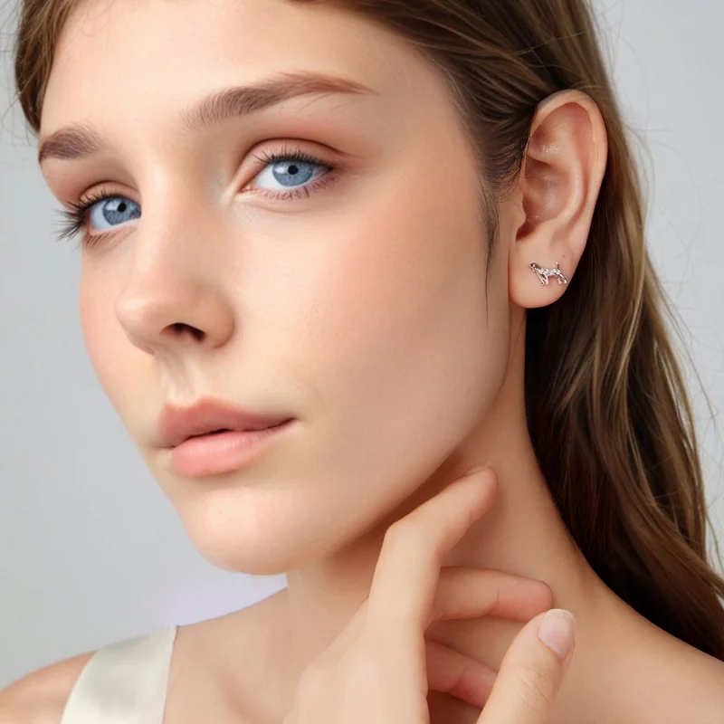 (image pour) Boucles d'oreilles Pandora Style en argent sterling Golden Retriever avec zircon - Afficher 7
