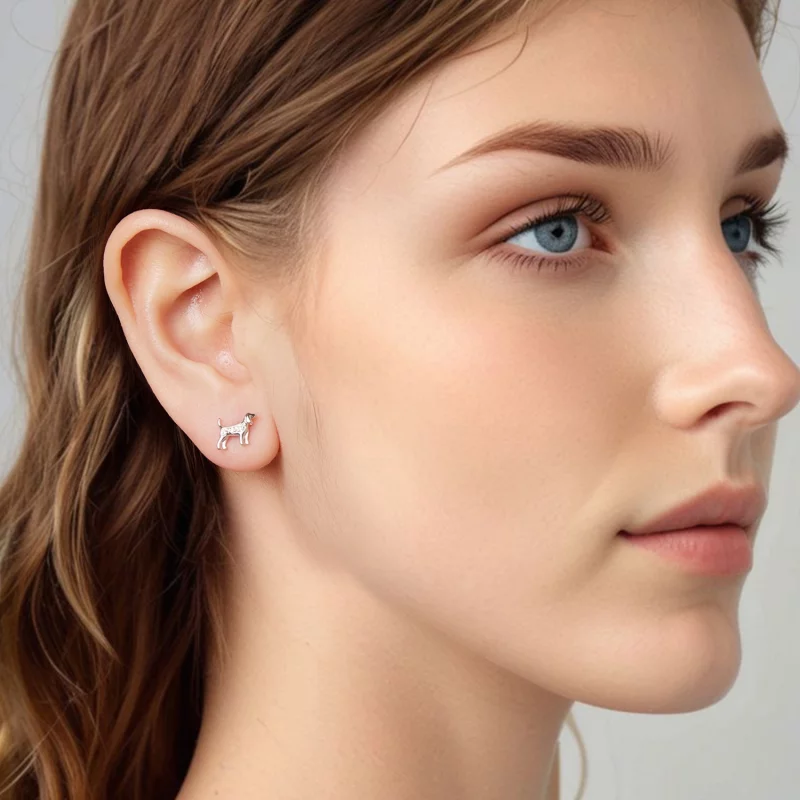 (image pour) Boucles d'oreilles Pandora Style en argent sterling Golden Retriever avec zircon - Afficher 8