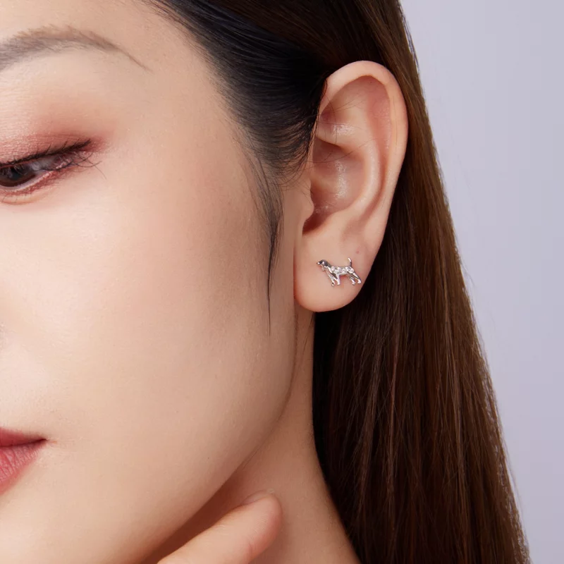 (image pour) Boucles d'oreilles Pandora Style en argent sterling Golden Retriever avec zircon - Afficher 9