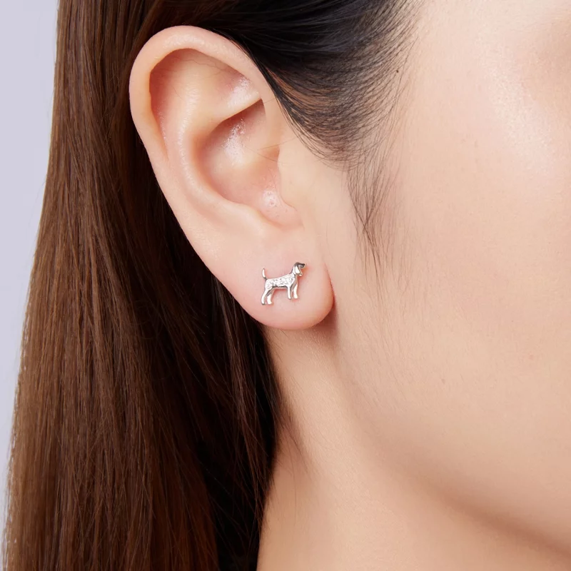 (image pour) Boucles d'oreilles Pandora Style en argent sterling Golden Retriever avec zircon - Afficher 10