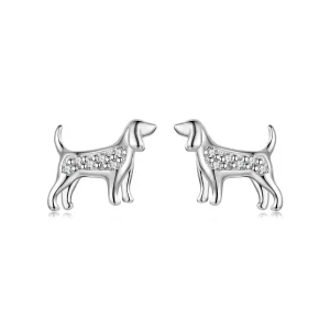 (image pour) Boucles d'oreilles Pandora Style en argent sterling Golden Retriever avec zirconium et placage platine - SCE1894