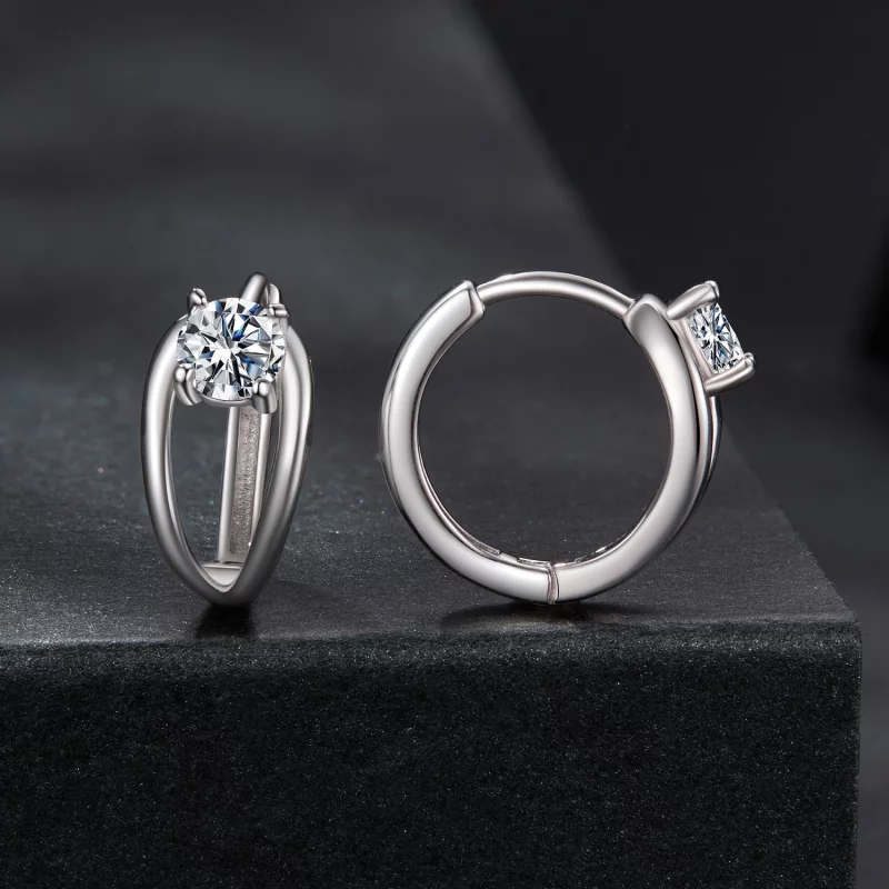 (image pour) Boucles d'oreilles à clous Moissanite en argent 925 plaquées platine avec certif - Afficher 2