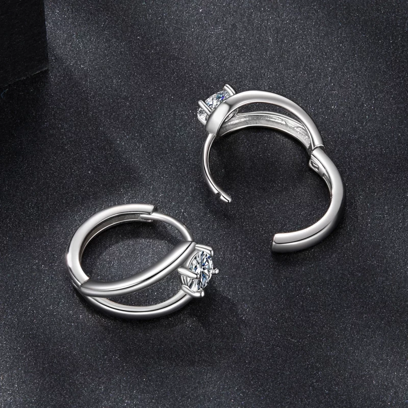 (image pour) Boucles d'oreilles à clous Moissanite en argent 925 plaquées platine avec certif - Afficher 4