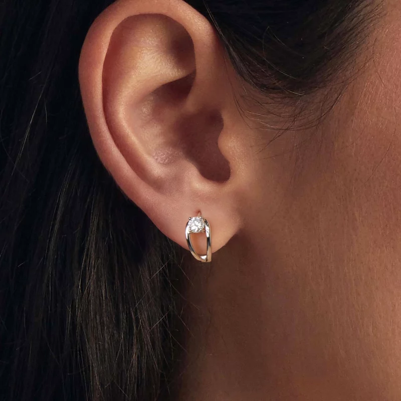 (image pour) Boucles d'oreilles à clous Moissanite en argent 925 plaquées platine avec certif - Afficher 5