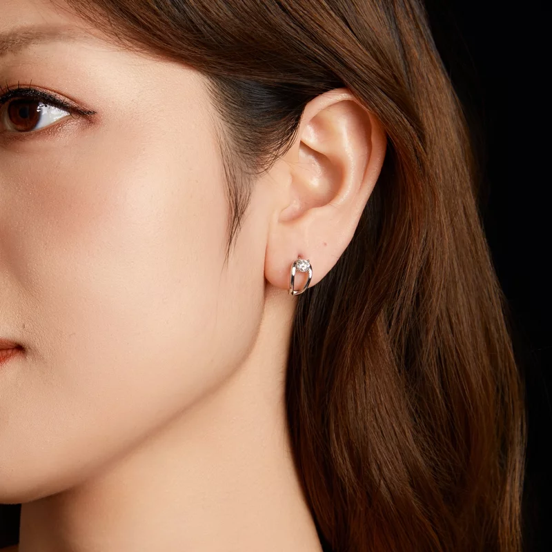(image pour) Boucles d'oreilles à clous Moissanite en argent 925 plaquées platine avec certif - Afficher 8