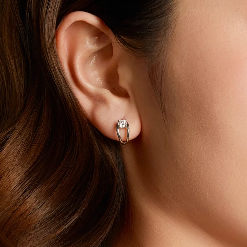 (image pour) Boucles d'oreilles à clous Moissanite en argent 925 plaquées platine avec certif - Afficher 9