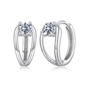 (image pour) Boucles d'oreilles à clous Moissanite en argent 925 plaquées platine avec certificat - MSE094