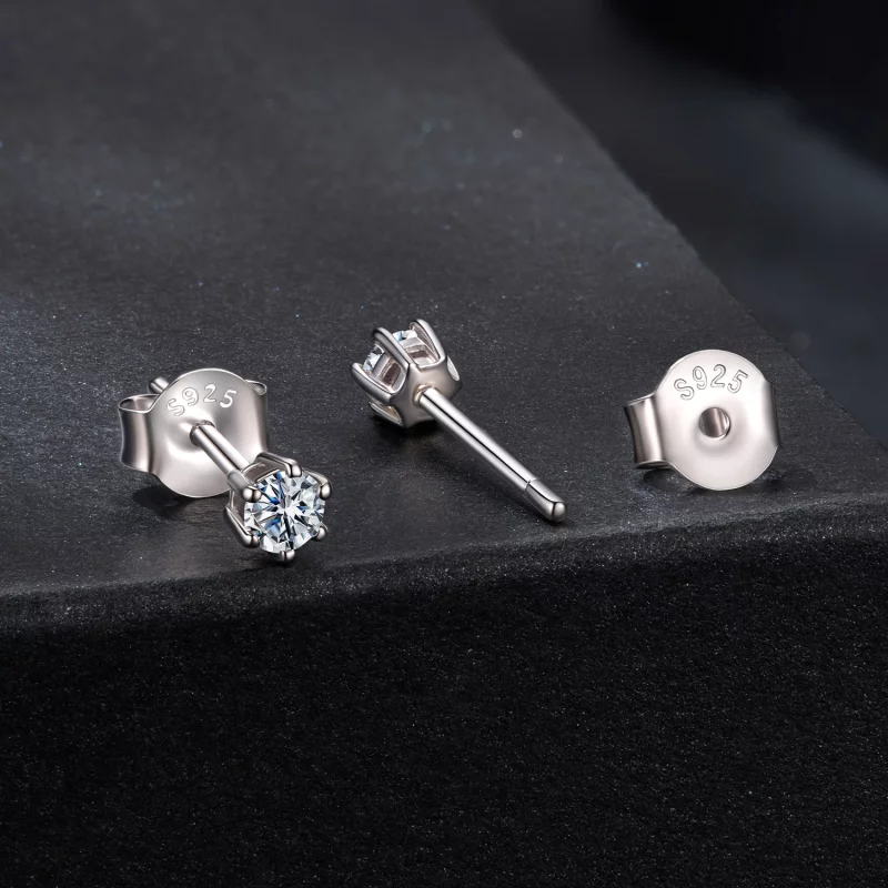 (image pour) Boucles d'oreilles à tenons Pandora Style 6 griffes en Moissanite avec placage p - Afficher 2