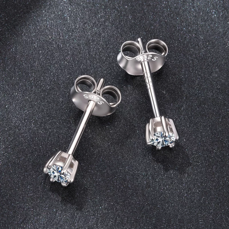 (image pour) Boucles d'oreilles à tenons Pandora Style 6 griffes en Moissanite avec placage p - Afficher 3