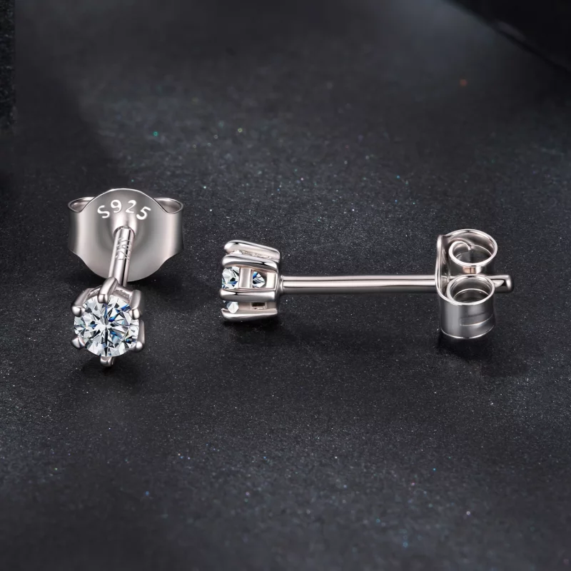 (image pour) Boucles d'oreilles à tenons Pandora Style 6 griffes en Moissanite avec placage p - Afficher 4