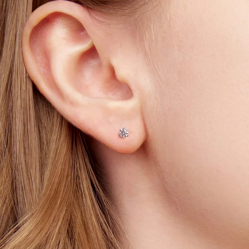 (image pour) Boucles d'oreilles à tenons Pandora Style 6 griffes en Moissanite avec placage p - Afficher 6
