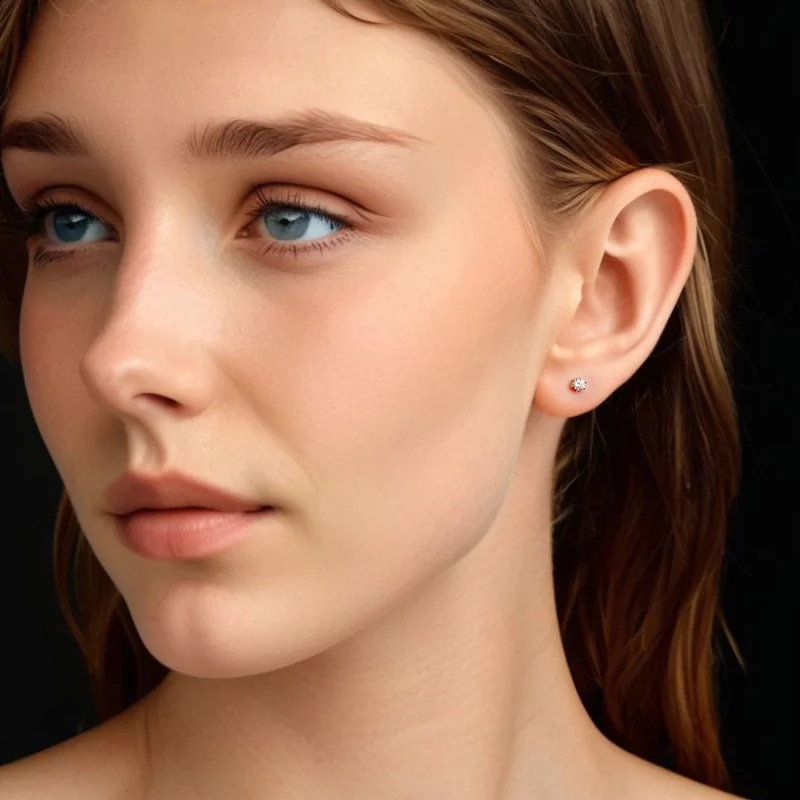 (image pour) Boucles d'oreilles à tenons Pandora Style 6 griffes en Moissanite avec placage p - Afficher 7