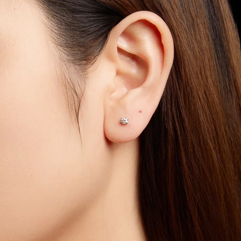 (image pour) Boucles d'oreilles à tenons Pandora Style 6 griffes en Moissanite avec placage p - Afficher 10