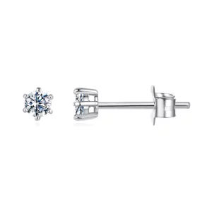 (image pour) Boucles d'oreilles à tenons Pandora Style 6 griffes en Moissanite avec plaqué platine argent 925 et certificat - MSE100-S
