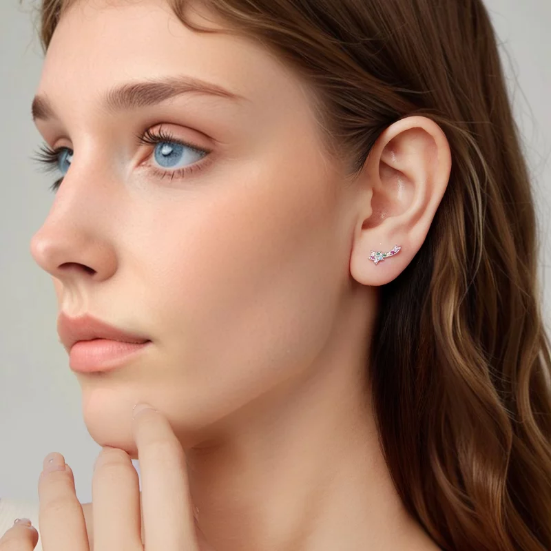 (image pour) Boucles d'oreilles à clou Pandora Style en argent 925 plaquées platine avec zirc - Afficher 7