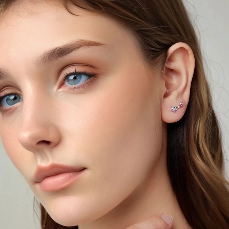 (image pour) Boucles d'oreilles à clou Pandora Style en argent 925 plaquées platine avec zirc - Afficher 8