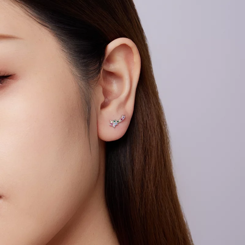 (image pour) Boucles d'oreilles à clou Pandora Style en argent 925 plaquées platine avec zirc - Afficher 9