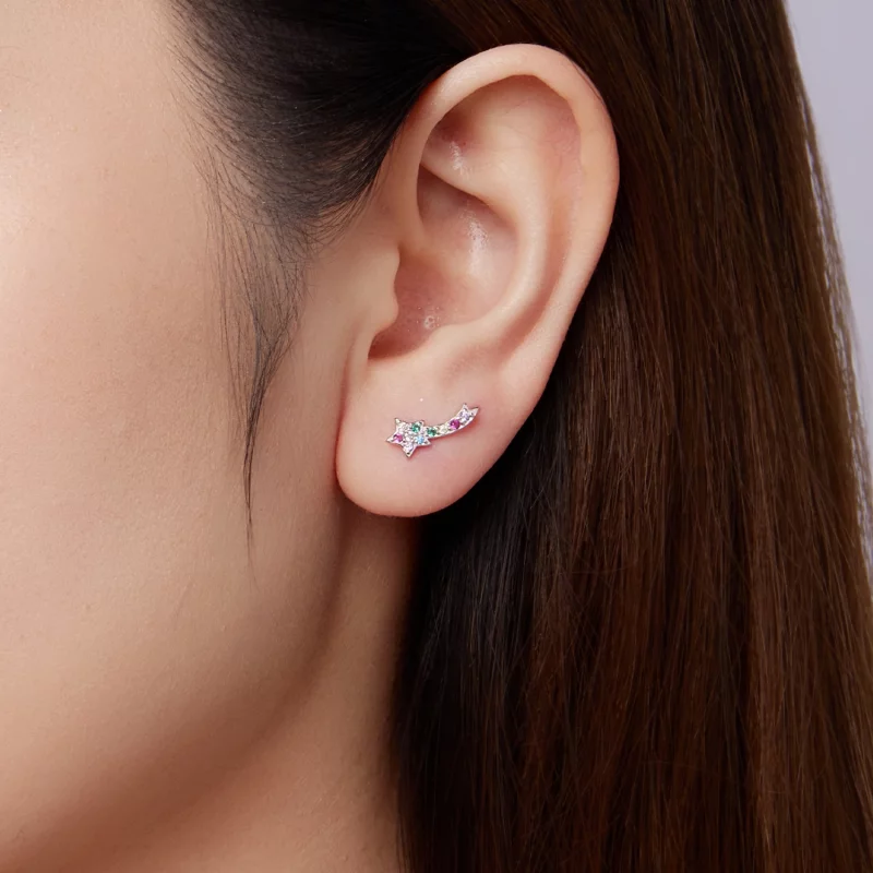 (image pour) Boucles d'oreilles à clou Pandora Style en argent 925 plaquées platine avec zirc - Afficher 10