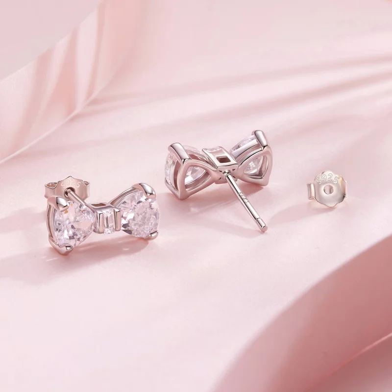 (image pour) Pandora Style S925 Argent Sterling Boucle de Nœud Papillon Studs en Zircon Cubiq - Afficher 2