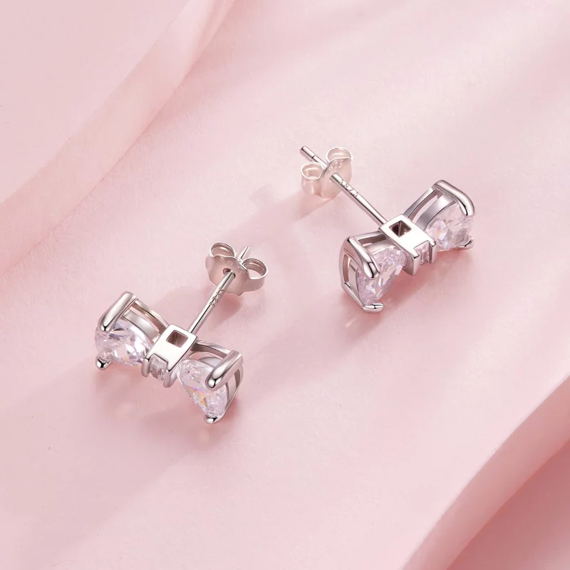 (image pour) Pandora Style S925 Argent Sterling Boucle de Nœud Papillon Studs en Zircon Cubiq - Afficher 3