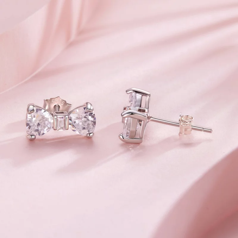 (image pour) Pandora Style S925 Argent Sterling Boucle de Nœud Papillon Studs en Zircon Cubiq - Afficher 4