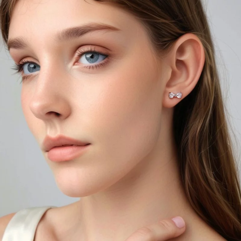 (image pour) Pandora Style S925 Argent Sterling Boucle de Nœud Papillon Studs en Zircon Cubiq - Afficher 7