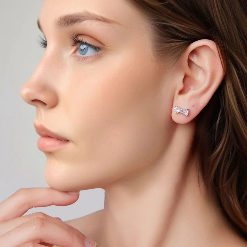 (image pour) Pandora Style S925 Argent Sterling Boucle de Nœud Papillon Studs en Zircon Cubiq - Afficher 8