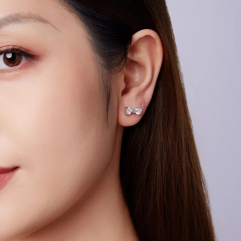 (image pour) Pandora Style S925 Argent Sterling Boucle de Nœud Papillon Studs en Zircon Cubiq - Afficher 9