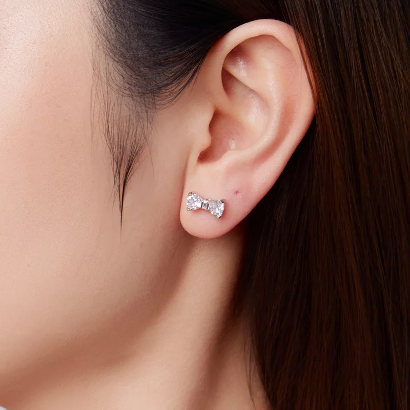 (image pour) Pandora Style S925 Argent Sterling Boucle de Nœud Papillon Studs en Zircon Cubiq - Afficher 10
