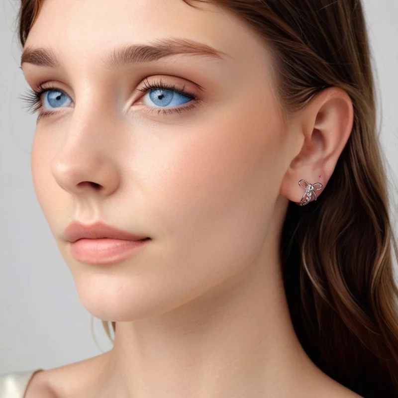(image pour) Pandora Style S925 Argent Sterling Boucle Tressée Stud Earrings avec Placage Pla - Afficher 7