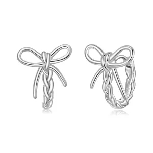 (image pour) Pandora Style S925 Argent Sterling Boucle Tressée Stud Earrings avec Placage Platine - BSE1195