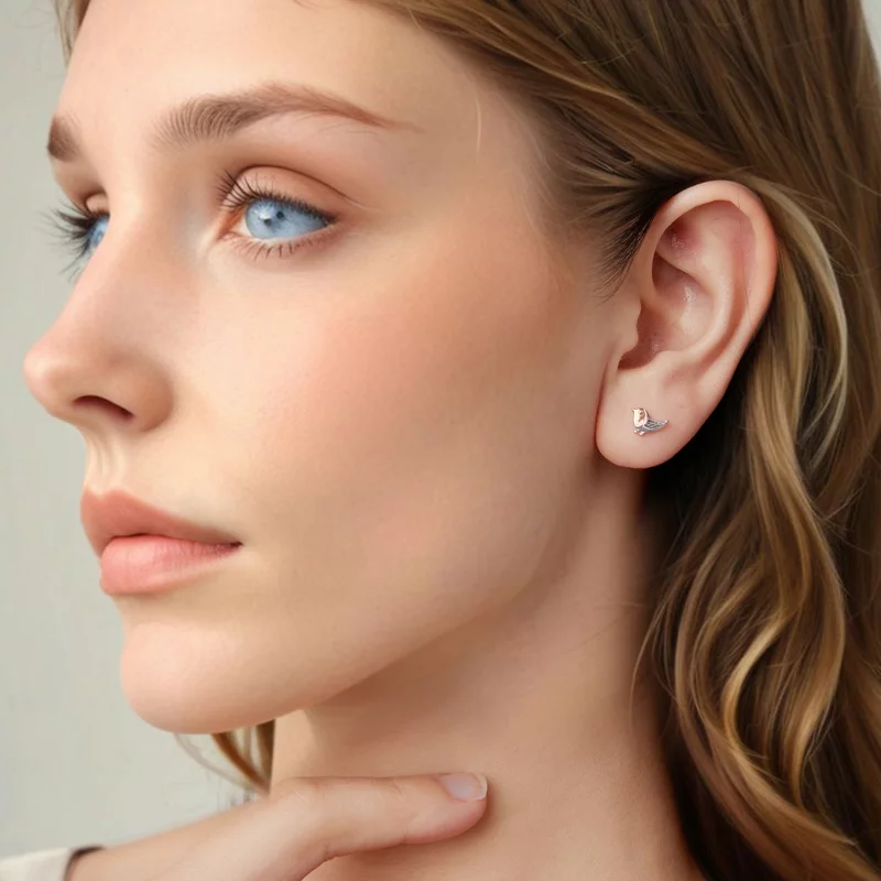 (image pour) Boucles d'oreilles à clou Pandora Style en argent 925 plaquées platine et or ros - Afficher 7