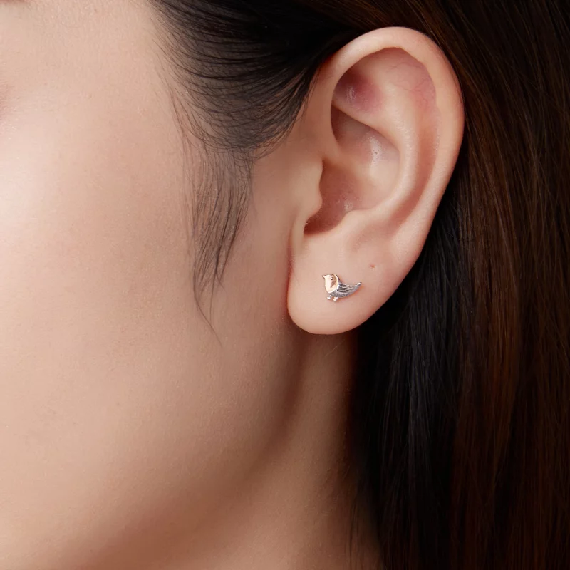 (image pour) Boucles d'oreilles à clou Pandora Style en argent 925 plaquées platine et or ros - Afficher 9
