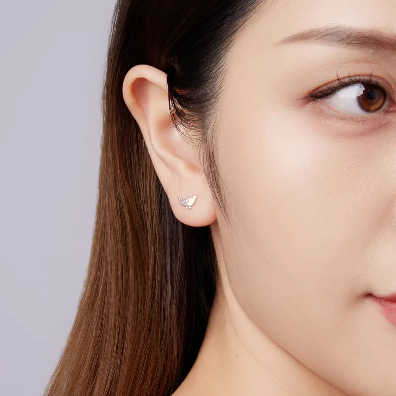 (image pour) Boucles d'oreilles à clou Pandora Style en argent 925 plaquées platine et or ros - Afficher 10