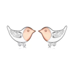 (image pour) Boucles d'oreilles à clou Pandora Style en argent 925 plaquées platine et or rose - SCE1944