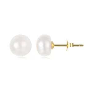 (image pour) Boucles d'oreilles à perles d'eau douce style Pandora - Argent 925 plaqué or - SCE1949-BL