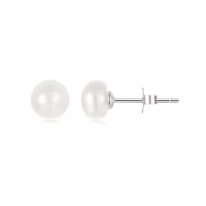 (image pour) Boucles d'oreilles à perles de culture style Pandora - Argent 925 plaqué platine - SCE1949-AL
