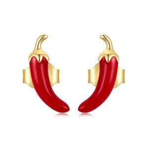(image pour) Boucles d'oreilles Pandora Style Spicy Chili en forme de goutte - Argent 925 plaqué or et émail - SCE1937