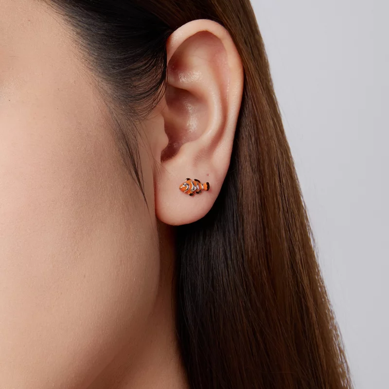(image pour) Pandora Style Boucles d'oreilles à clous Poisson-clown en argent 925 plaqué plat - Afficher 9