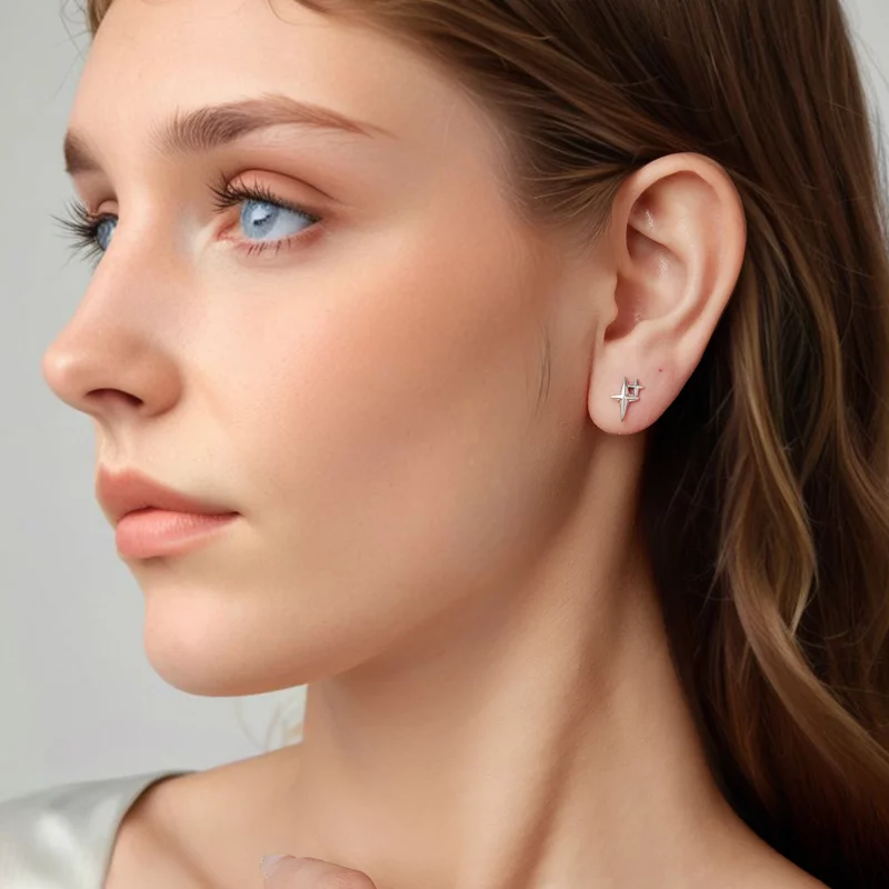 (image pour) Boucles d'oreilles clous Starlight en argent 925 de Pandora avec finition oxydée - Afficher 7