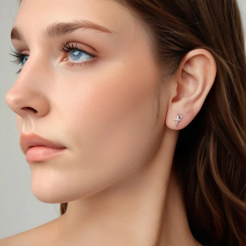 (image pour) Boucles d'oreilles clous Starlight en argent 925 de Pandora avec finition oxydée - Afficher 8