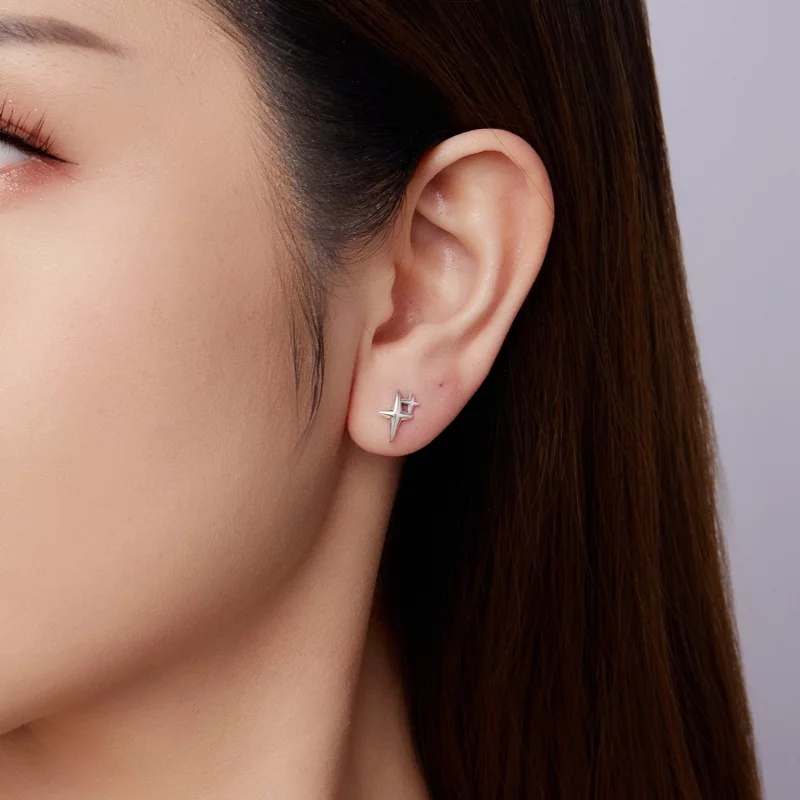 (image pour) Boucles d'oreilles clous Starlight en argent 925 de Pandora avec finition oxydée - Afficher 10