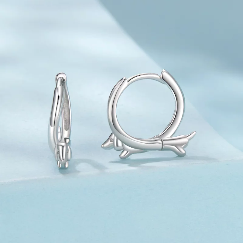 (image pour) Pandora Style 925 Argent Plaqué Platine Boucles d'Oreilles Cerceau Teckel - SCE1 - Afficher 2