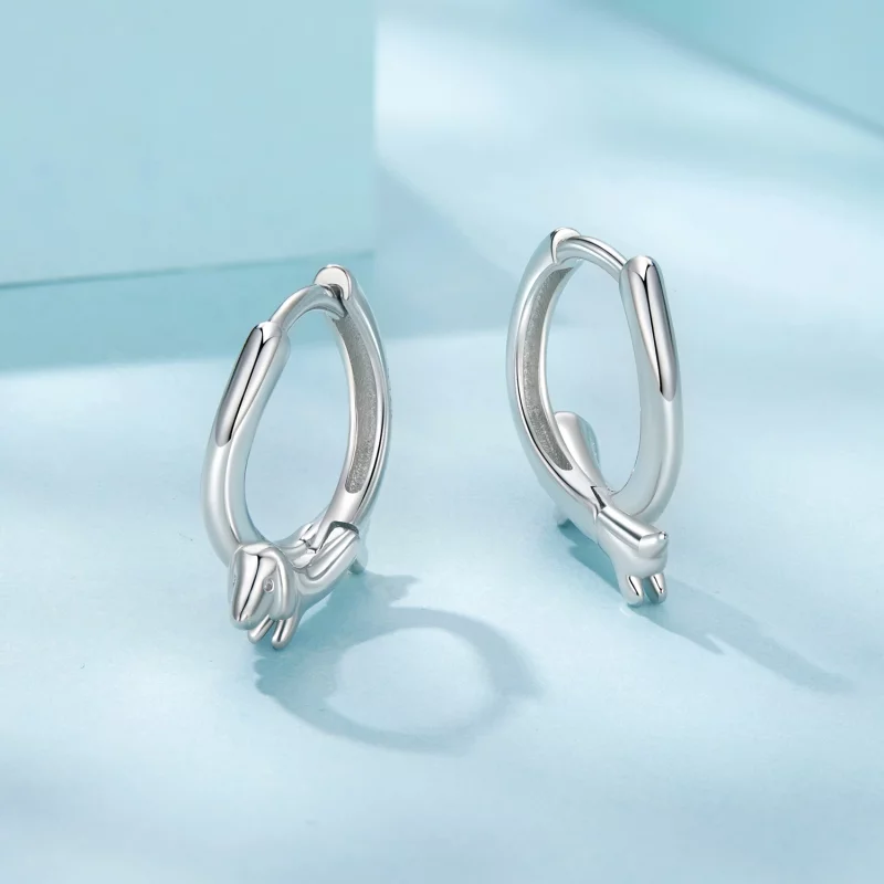 (image pour) Pandora Style 925 Argent Plaqué Platine Boucles d'Oreilles Cerceau Teckel - SCE1 - Afficher 3