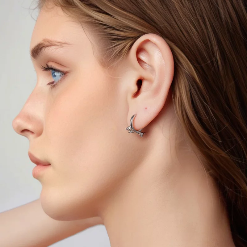 (image pour) Pandora Style 925 Argent Plaqué Platine Boucles d'Oreilles Cerceau Teckel - SCE1 - Afficher 8