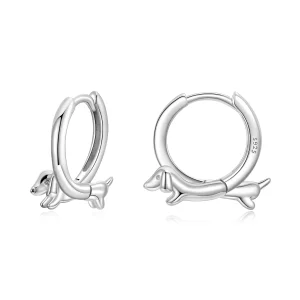 (image pour) Pandora Style 925 Argent Plaqué Platine Boucles d'Oreilles Cerceau Teckel - SCE1912
