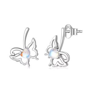 Pandora Style Boucles d'oreilles à clous Papillon en argent 925 oxydé avec Pierre de Lune - SCE1910 (image pour) Pandora Style Boucles d'oreilles à clous Papillon en argent 925 oxydé avec Pierre de Lune - SCE1910